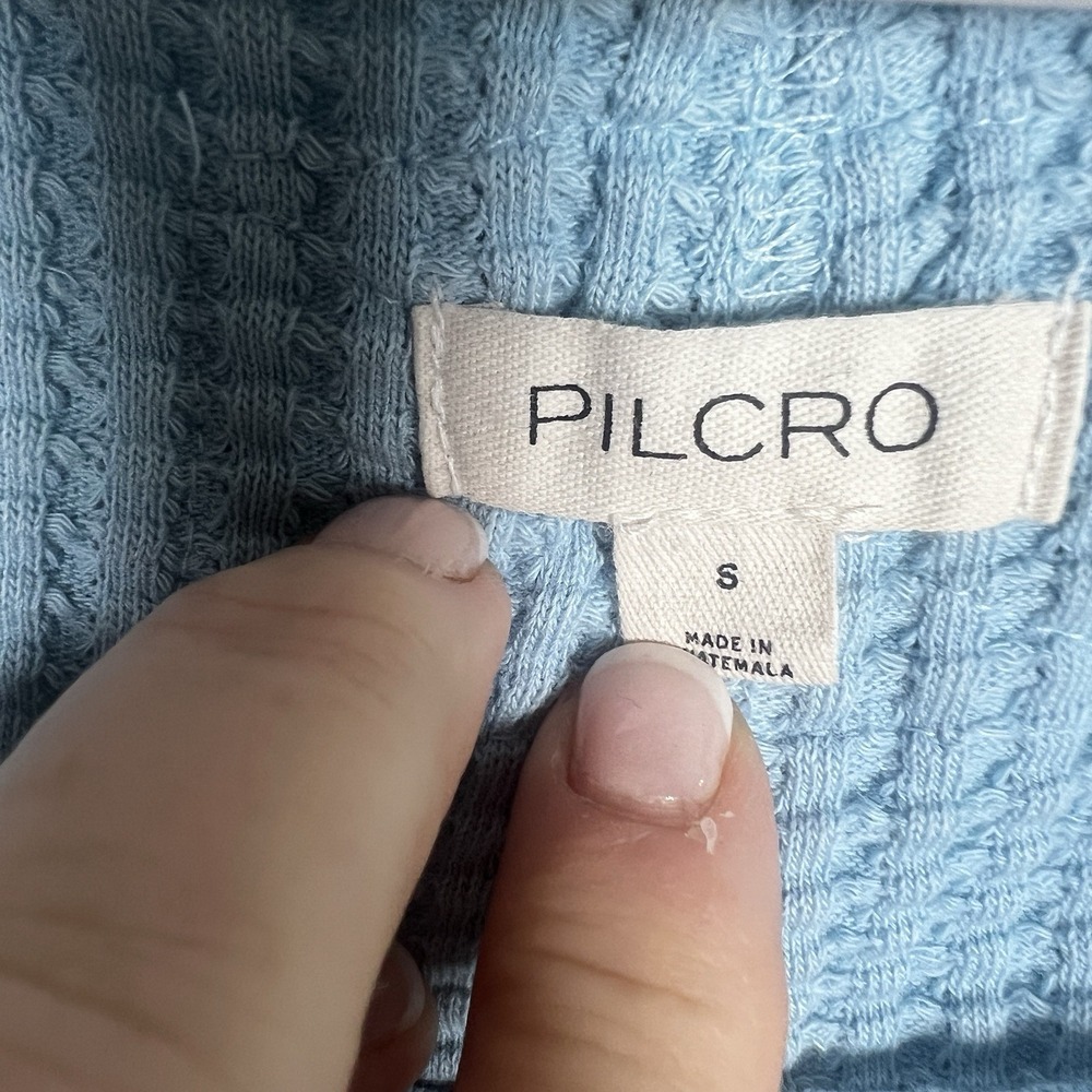 Pilcro Anthropologie Light Blue Short Sleeve Scoop Neck Thick Waffle Tee Small - Picture 5 of 8